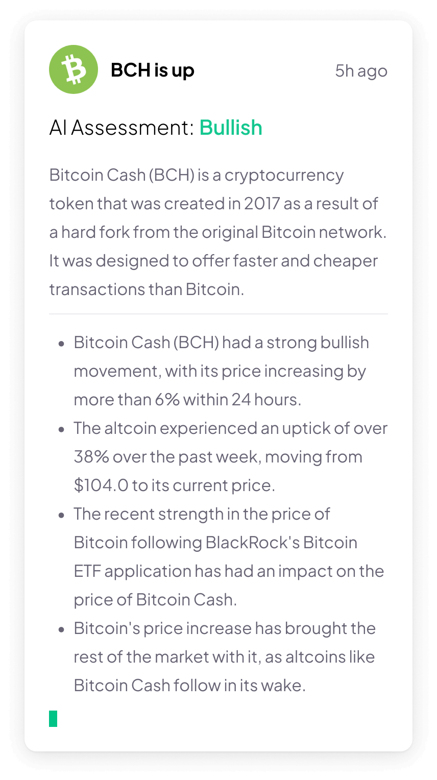 Bitcoin Cash AI summary generated by Morpher