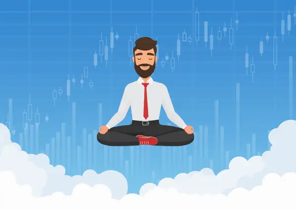 Trader meditating on charts