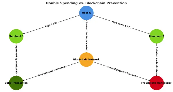 Double spending: How does it happen visual representation 