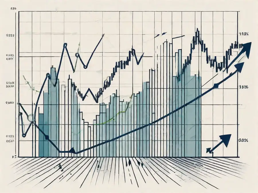 Un graphique boursier dynamique avec des flèches indiquant une tendance à la hausse et des filets de sécurité symbolisant une réduction des risques