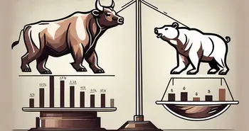 Two different types of stocks represented by symbolic icons (like a bull and a bear) on a balanced scale
