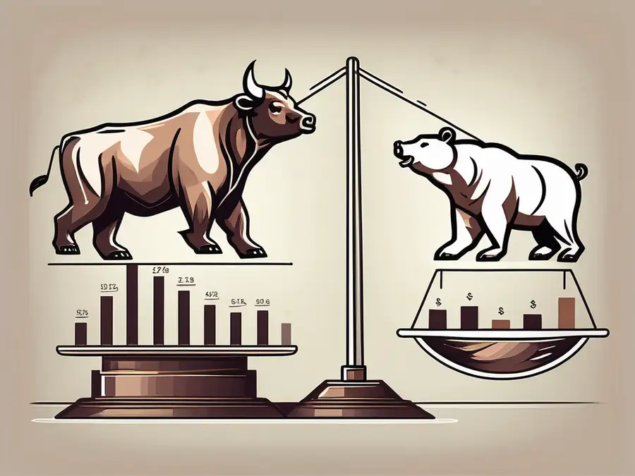Two different types of stocks represented by symbolic icons (like a bull and a bear) on a balanced scale