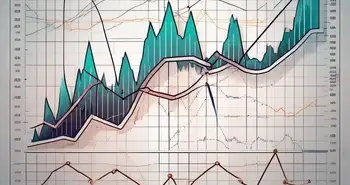 Ein dynamischer Aktienmarktgraph mit den Aroon-Indikatorlinien prominent dargestellt