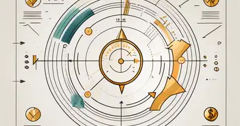 Ein Kagi-Diagramm mit Pfeilen, die die Richtung der Preisbewegungen anzeigen