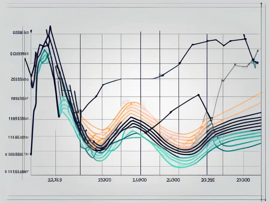 A line graph with multiple curving lines