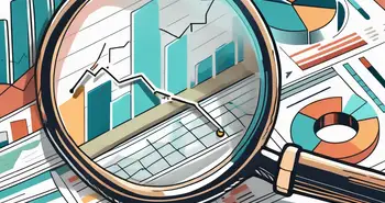 Ein Vergrößerungsglas, das über eine Vielzahl von Finanzberichten schwebt