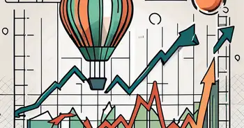 Eine Waage, die Symbole für wirtschaftliches Wachstum (wie einen steigenden Pfeil oder einen blühenden Baum) und Inflation (wie ein Dollarzeichen in einem Heißluftballon) ausgleicht