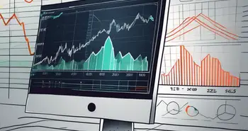 Ein Computerbildschirm zeigt ein dynamisches Handelsdiagramm mit verschiedenen Finanzsymbolen