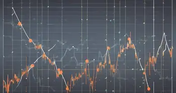 Ein dynamisches Börsendiagramm mit Parabolic SAR-Punkten über und unter den Trendlinien