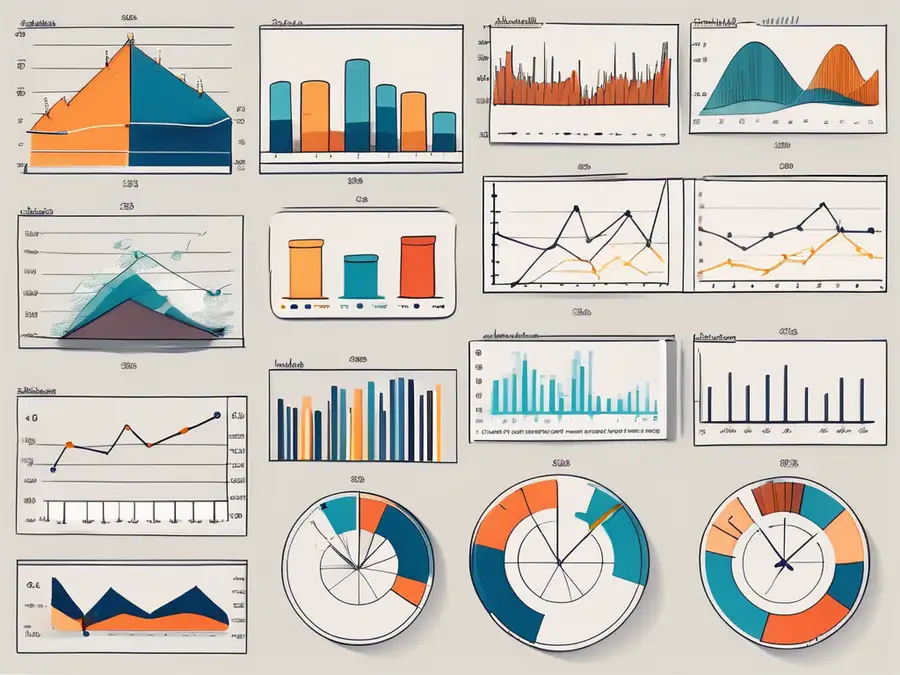 Various types of chart indicators such as line graphs