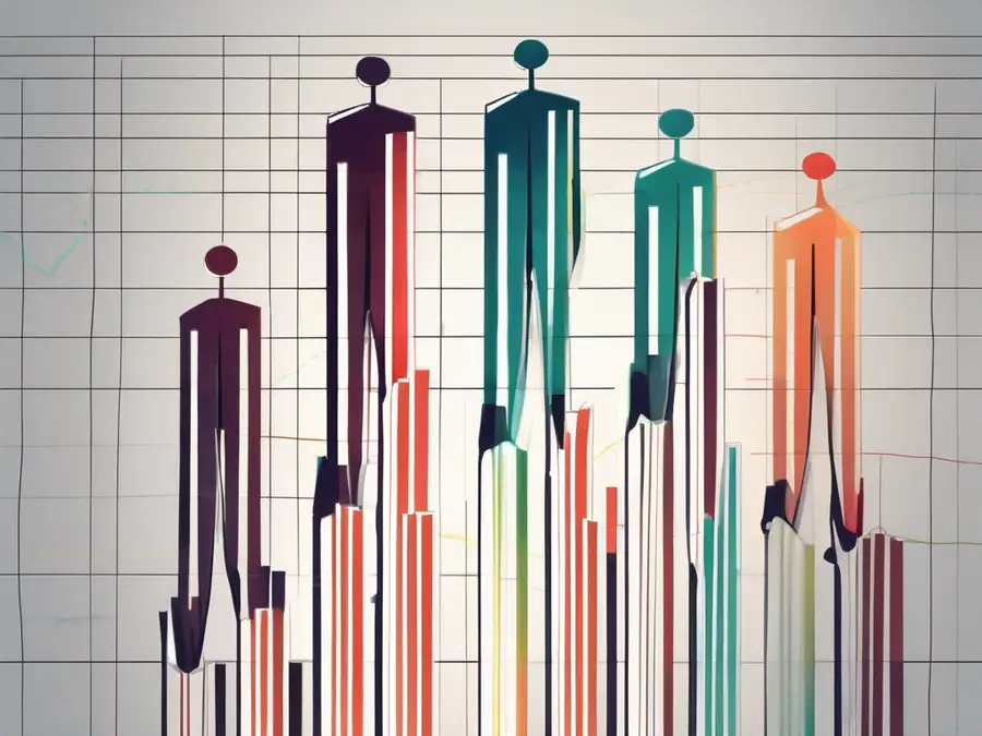 Three distinct candlestick figures on a stock market graph