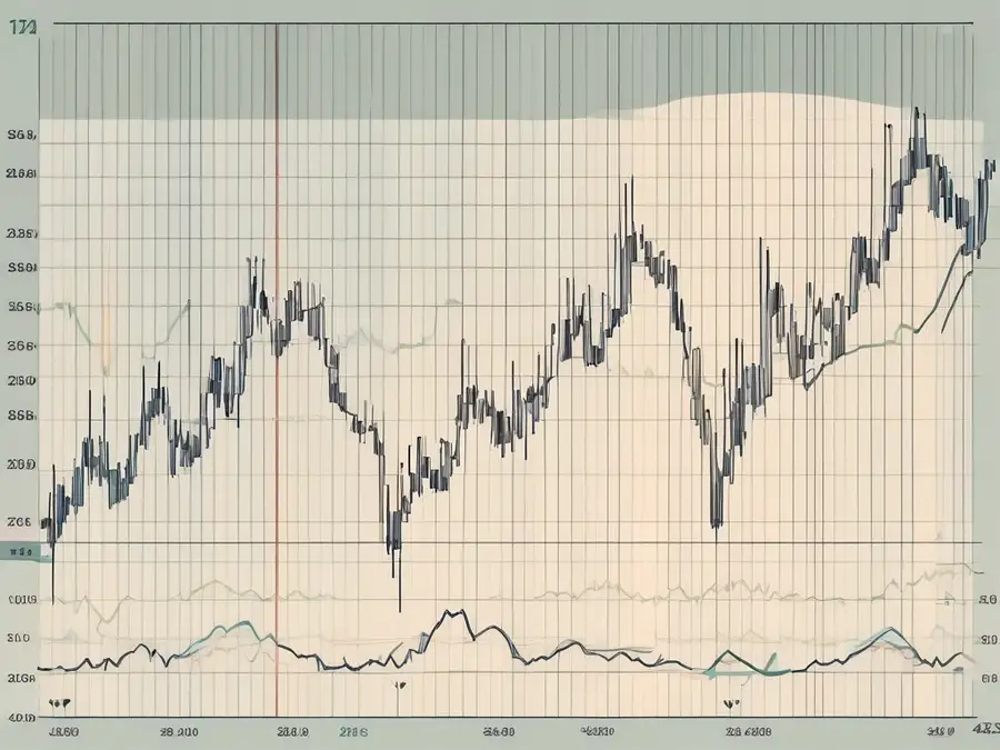 A stock market chart with bollinger bands indicators