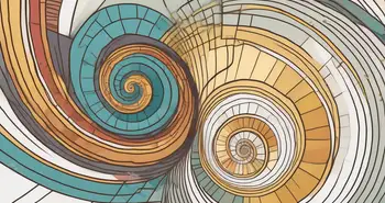 A fibonacci spiral extending outwards from a golden rectangle
