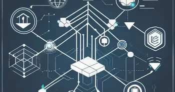 Verschiedene zukunftsweisende Finanztechnologie-Icons wie Blockchain