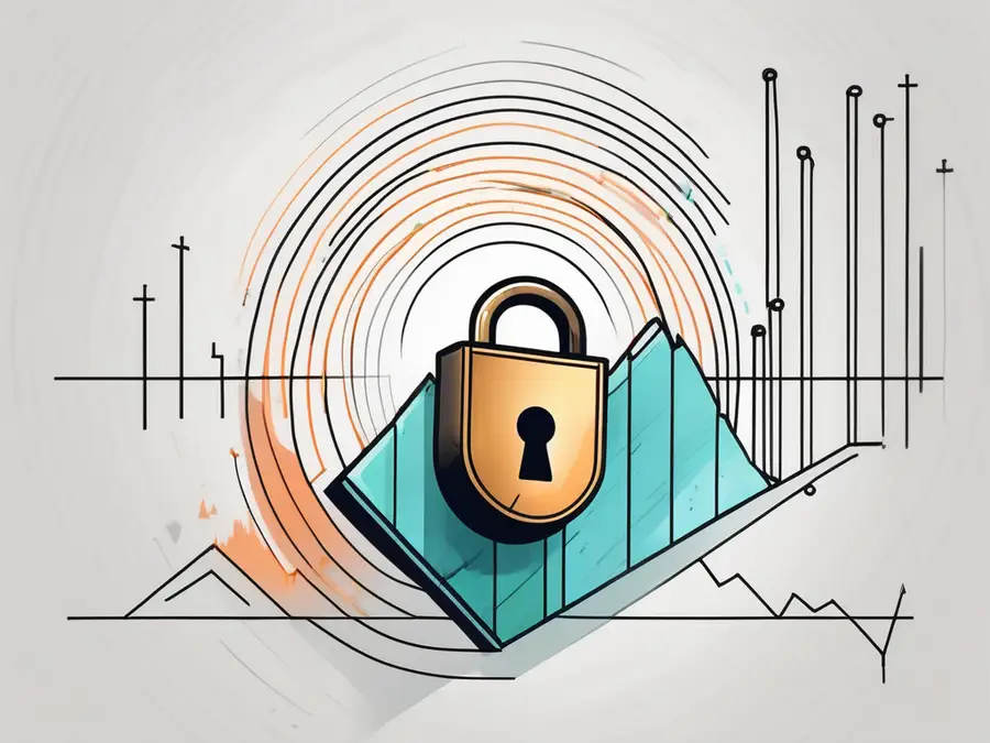 A lock being opened by a key shaped like a rising trendline graph