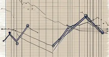 Two diverging trend lines on a stock market graph