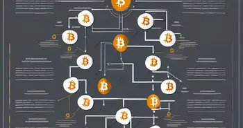 Eine symbolische Darstellung des Bitcoin-Symbols integriert in ein Flussdiagramm