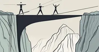 Ein Seil, das zwischen zwei Klippen gespannt ist