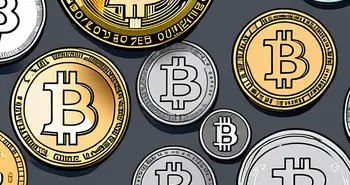 Various sized coins representing different cryptocurrencies