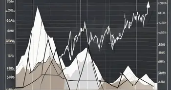A dynamic stock market graph with dramatic peaks and valleys