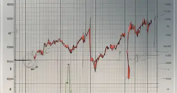 A dynamic stock chart with highlighted areas representing the volume profile indicator