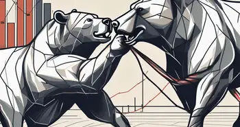 A robust bull and a bear in a tug of war