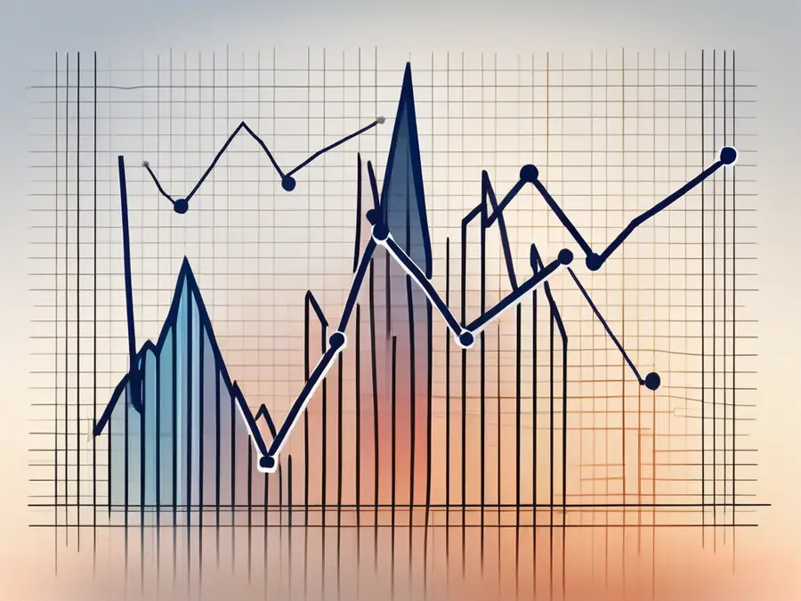 A line graph with upward trending channels