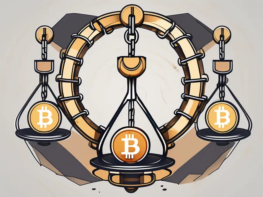 A broken chain with each link representing different crypto symbols