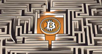 Un symbole bitcoin naviguant à travers un labyrinthe