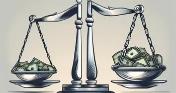 Two scales balancing different types of financial instruments