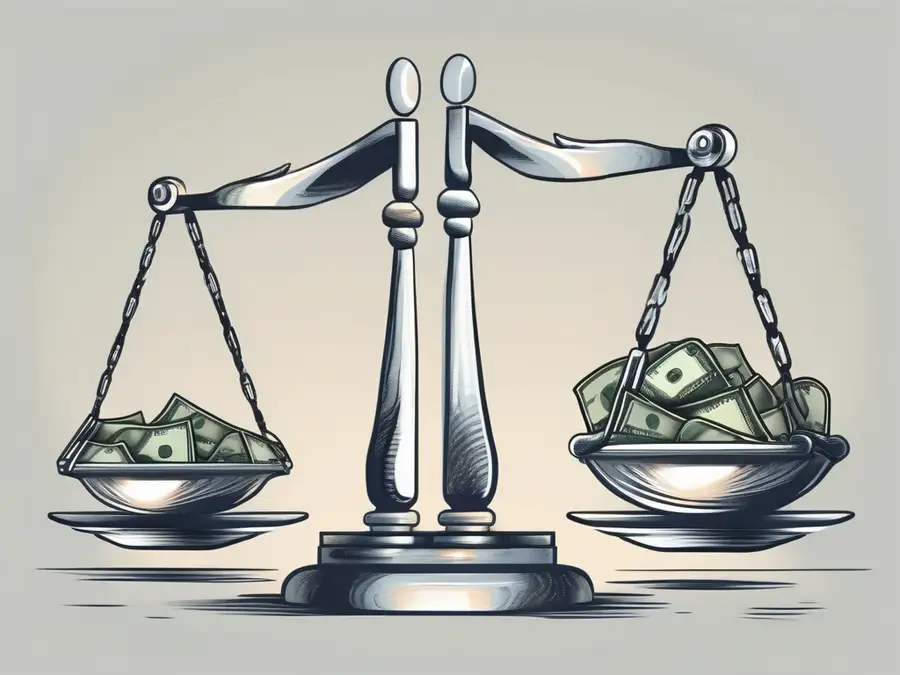 Two scales balancing different types of financial instruments