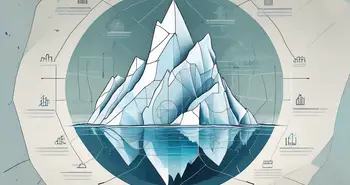 An iceberg with the larger part submerged under the water