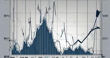 A dynamic stock market chart with spikes and falls