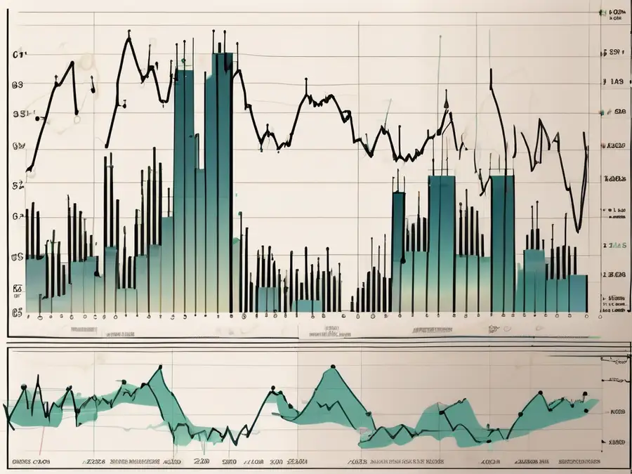 Fünf verschiedene Kerzenmuster auf einem Chart mit verschiedenen technischen Indikatoren wie gleitenden Durchschnitten