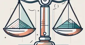 Eine Waage mit traditionellen Wirtschaftsgrafiken auf der einen Seite und einem Diagramm, das die Prospect-Theorie darstellt, auf der anderen Seite