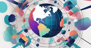A digital globe with various abstract