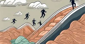 Ein rutschiger Abhang mit verschiedenen Handelssymbolen wie Aktien