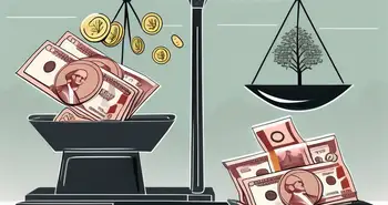 Eine Geld druckende Maschine, die Scheine auf eine Waage ausgibt