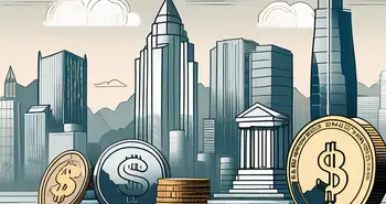 Eine Landschaft mit verschiedenen ikonischen Finanzgebäuden