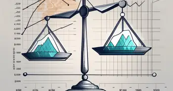Eine Waage, die eine physische Ethereum-Münze und ein Dokument mit dem Titel 'ETF-Zulassung' ausbalanciert