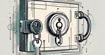 Ein Schloss und ein Schlüssel, integriert in einen digitalen Vertrag