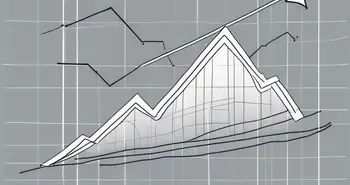 A stock market graph with a house-shaped trend line