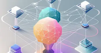 Various interconnected digital nodes symbolizing different defi platforms