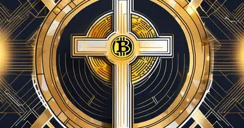 A golden cross emerging from a stylized