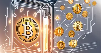 A digital wallet glowing with cryptocurrency symbols