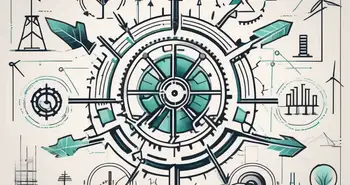 A diverse range of industry sectors represented as symbols (such as a gear for manufacturing