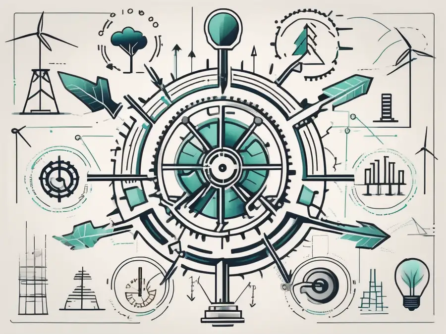A diverse range of industry sectors represented as symbols (such as a gear for manufacturing
