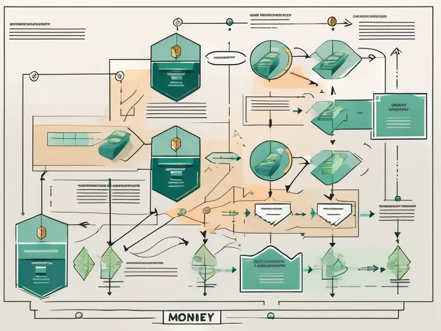 An elegant flowchart depicting the movement of money through an economy