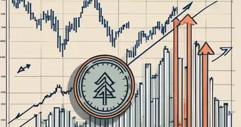 A stock market chart showing a downward trend with a prominent