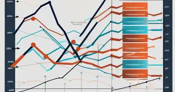A stylized graph showcasing time series data with clear upward and downward trends